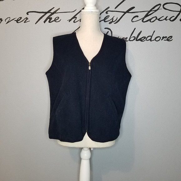 Vintage Fleece Navy Vest, Allison & Co., Lg - Picture 1 of 6